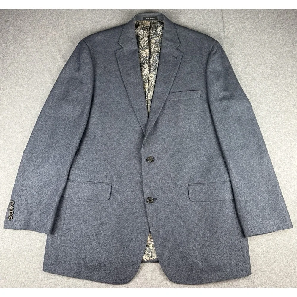 Lauren Ralph Lauren Sport Coat Blazer Men's 46L Blue 2 Button Paisley Lined